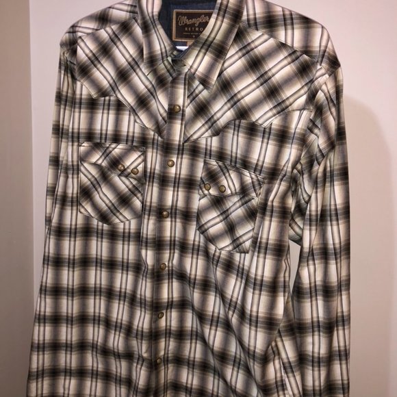 Mens Medium Wrangler Retro Western Dress Shirt - Picture 2 of 9